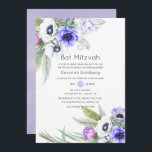 Pastel Violet and Plum Blommigt Bat mitzvah Inbjudningar<br><div class="desc">Anemone-blommigtens bat mitzvah inbjudan i pastellviolettnyanser.</div>