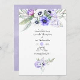 Pastel Violet Blommigt Bröllop Bridesmaids Luncheo Inbjudningar