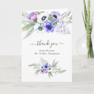 Pastel Violet Blommigt Bröllop Photo Tack Kort