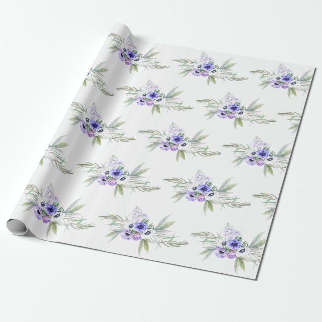 Pastel Violet Blommigt Presentpapper (Utrullad)