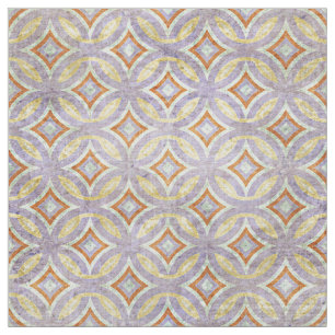 Pastel Violet Lila Orange Circles Mosaic Mönster Tyg