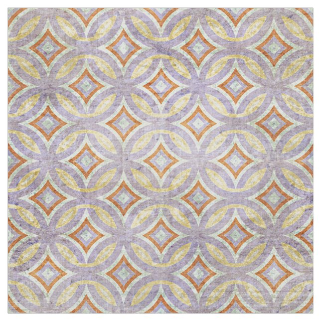 Pastel Violet Lila Orange Circles Mosaic Mönster Tyg (Provkarta)