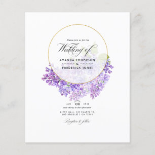Pastel Violet och Guld Geometric Herbarium Bröllop Flygblad
