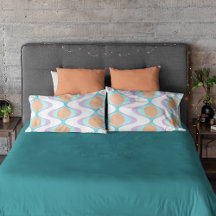 Pastel Violet Orange Aqua Blue Ogee White Vågar