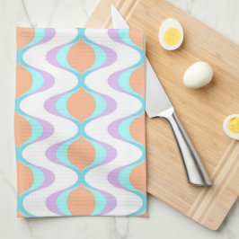 Pastel Violet Orange Aqua Blue Ogee White Vågar Kökshandduk