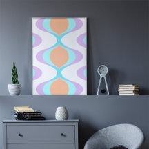 Pastel Violet Orange Aqua Blue Ogee White Vågar