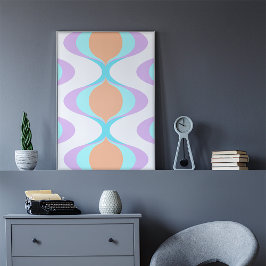 Pastel Violet Orange Aqua Blue Ogee White Vågar Poster