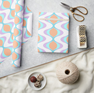 Pastel Violet Orange Aqua Blue Ogee White Vågar Presentpapper