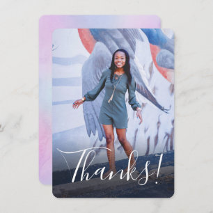 Pastel Watercolor Back Fullt Photo Lila Tack Kort