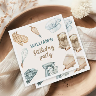 Pastel Watercolor Baking Boy Birthday Pappersservett