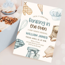 Pastel Watercolor Baking Pojke Shower Inbjudningar