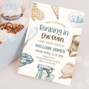 Pastel Watercolor Baking Pojke Shower Inbjudningar