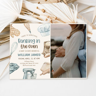Pastel Watercolor Baking Pojke Shower Photo Inbjudningar