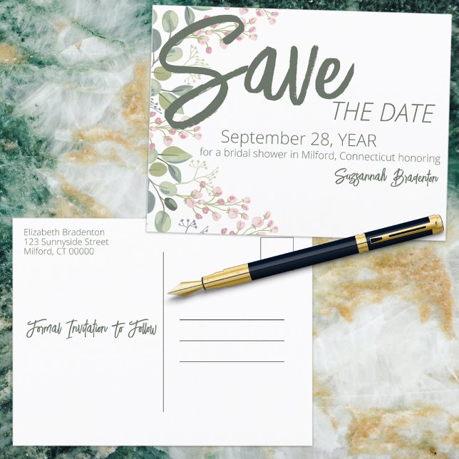 Pastel Watercolor Blommigt Gräns Möhippa Meddelande Vykort (Skapare uppladdad)