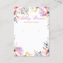 Pastel Watercolor Blommigt Jewelry Earring Visning Visitkort