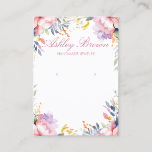 Pastel Watercolor Blommigt Jewelry Earring Visning Visitkort