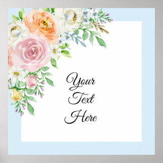 Pastel Watercolor-Blommigt med Anpassade Namn Poster