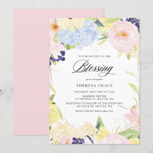 Pastel Watercolor Blommigt Ram Blating Inbjudningar