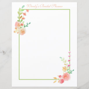 Pastel Watercolor Blommigt Ram Scrapbook Papper
