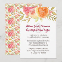 Pastel Watercolor Blommigts bröllopsinbjudan