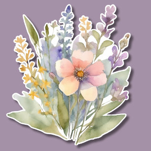 Pastel Watercolor Bohemian Bouquet Watersecure Klistermärken