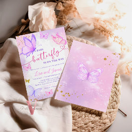 Pastel Watercolor Butterfly Baby Shower-inbjudan Inbjudningar