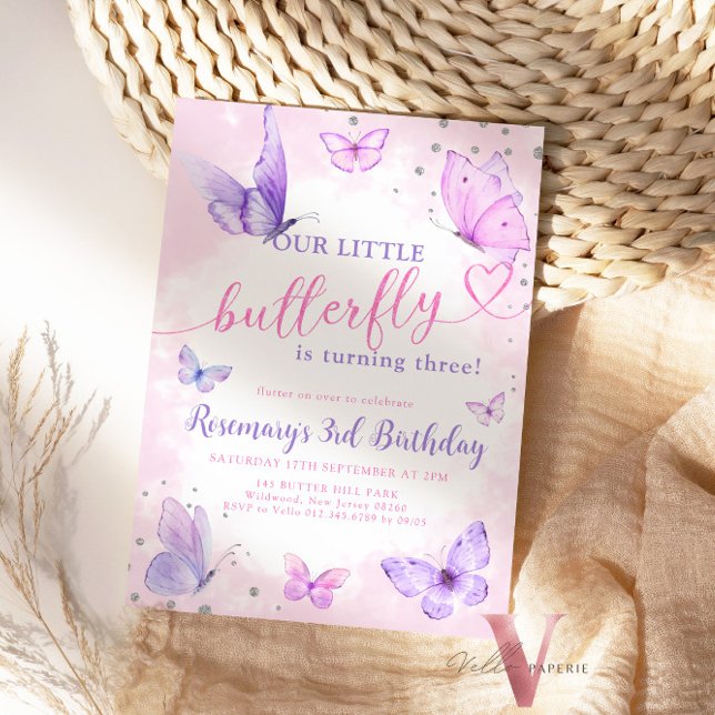 Pastel Watercolor Butterfly Birthday-inbjudan Inbjudningar (Skapare uppladdad)