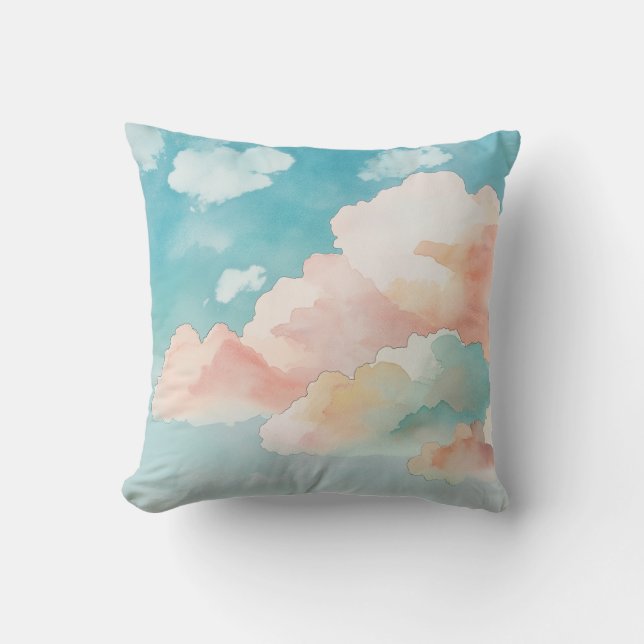 Pastel Watercolor Cloud Pillow Kudde (Framsida)