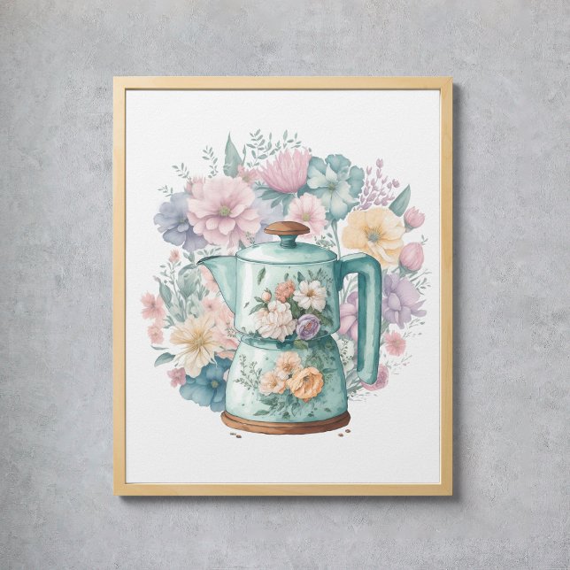 Pastel Watercolor Coffee Maker Kitchen Poster (Pastel Watercolor Coffee Maker Kitchen Poster
)
