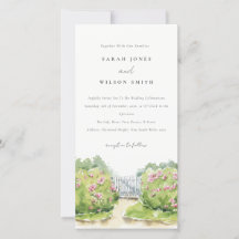 Pastel Watercolor Cottage Garden Wedding Inbjudan