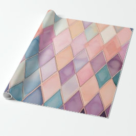 Pastel Watercolor Diamond Harlequin Wrapping Paper Presentpapper
