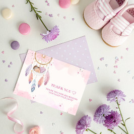 Pastel Watercolor Dreamcatcher Baby Shower Tack Kort