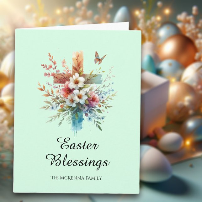 Pastel Watercolor Elegant Kor Christian Påsk Kort (Skapare uppladdad)