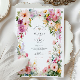 Pastel Watercolor Floral Arch Wedding Inbjudningar