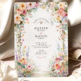 Pastel Watercolor Floral Arch Wedding Inbjudningar