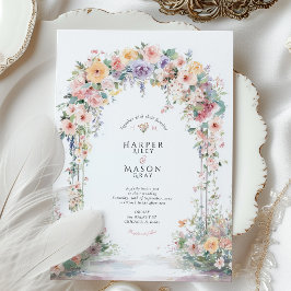 Pastel Watercolor Floral Arch Wedding Inbjudningar