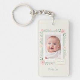 Pastel Watercolor Floral Empty Photo Frame Nyckelring