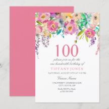Pastel Watercolor Flowers 100:e Födelsedagsfesten