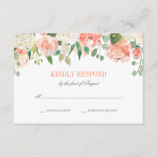 Pastel Watercolor Flowers, Bröllop OSA Kort