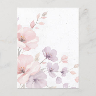 Pastel Watercolor Flowers Inbjudan Vykort