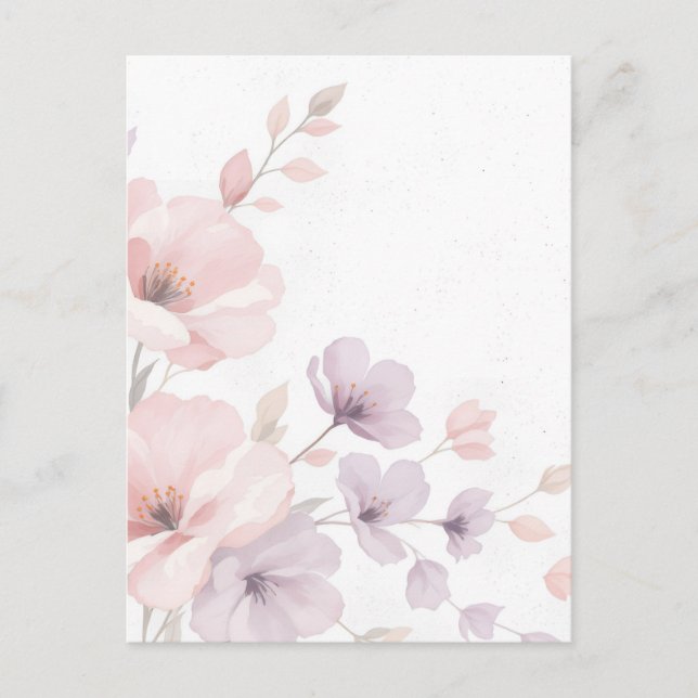 Pastel Watercolor Flowers Inbjudan Vykort (Framsida)
