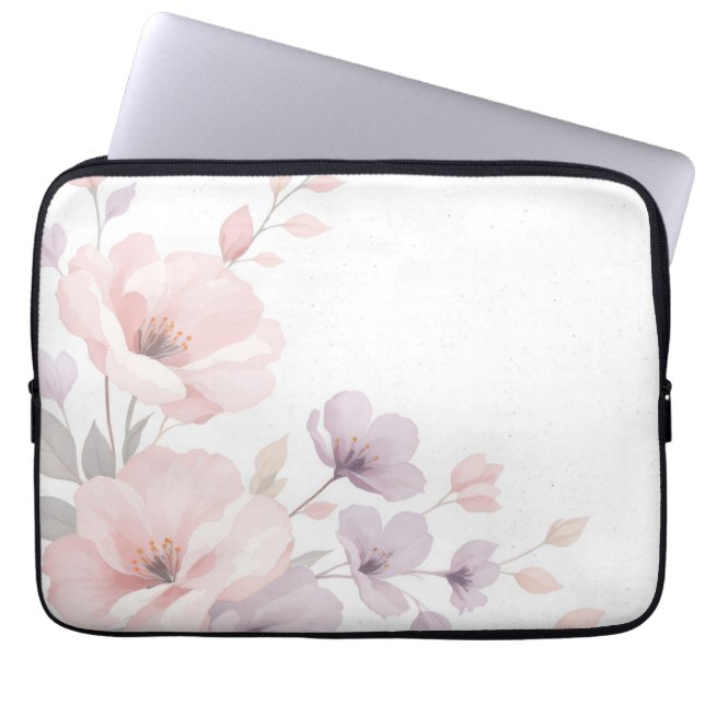 Pastel Watercolor Flowers Laptop Fodral (Framsidan)