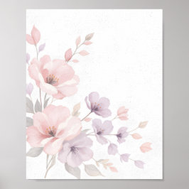 Pastel Watercolor Flowers Poster