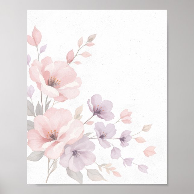 Pastel Watercolor Flowers Poster (Framsidan)