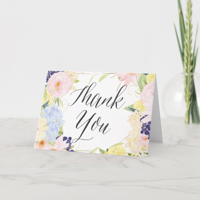 Pastel Watercolor Flowers - tackkort (Framsida)