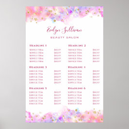 Pastel Watercolor Glitter Pris List Poster
