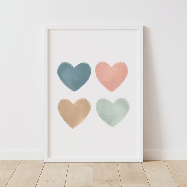 Pastel Watercolor Hearts Nursery Poster (Skapare uppladdad)