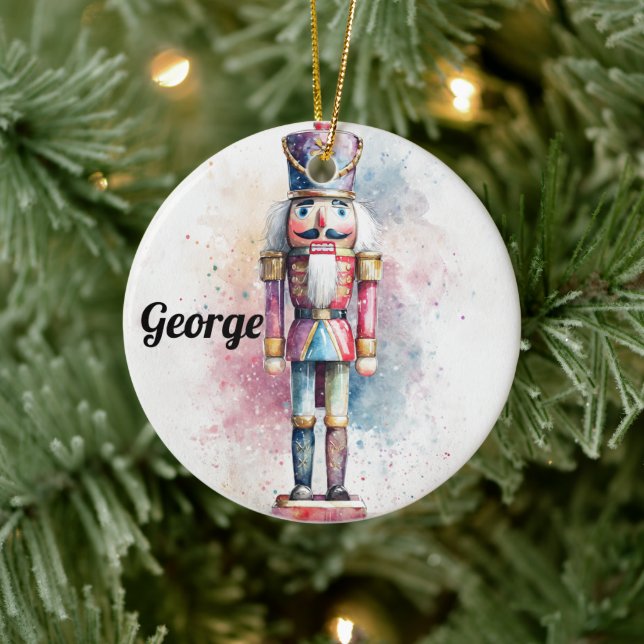 Pastel Watercolor Holiday Ornament – Nutcracker (Träd)