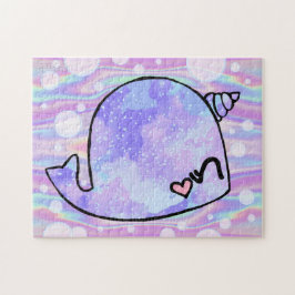 Pastel Watercolor Iridescent Narwhal Jigszle Puzzl Pussel