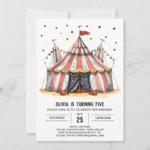 Pastel Watercolor Joy Circus Birthday Inbjudningar